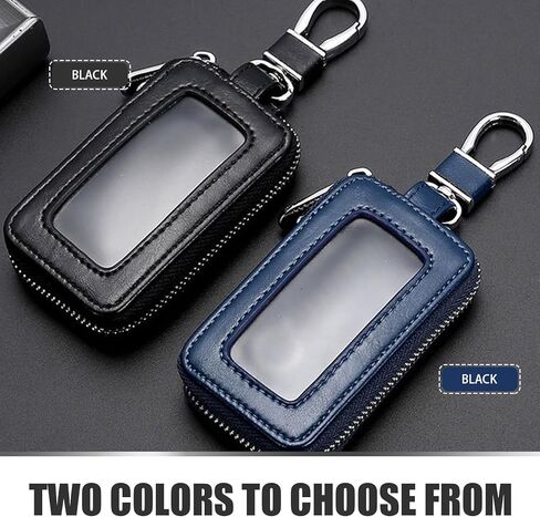 1 PC Car Remote Control Zipper Key Bag, Metal + PU Leather Key Storage Bag Pendant, for Most Cars (Black) in Kuwait