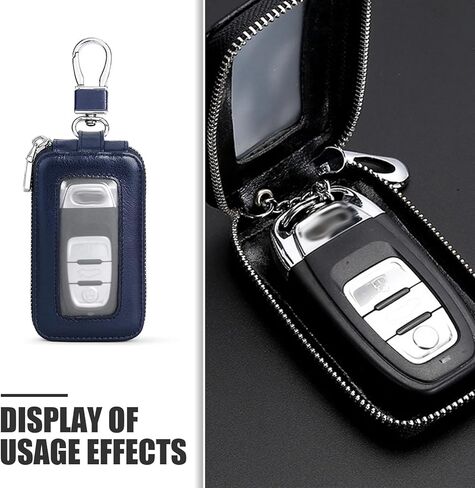 1 PC Car Remote Control Zipper Key Bag, Metal + PU Leather Key Storage Bag Pendant, for Most Cars (Black) in Kuwait
