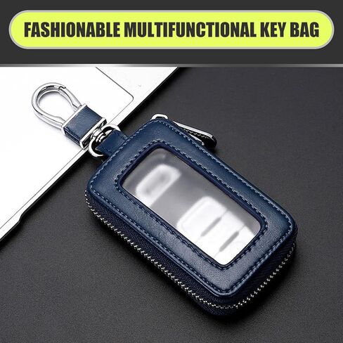1 PC Car Remote Control Zipper Key Bag, Metal + PU Leather Key Storage Bag Pendant, for Most Cars (Black) in Kuwait