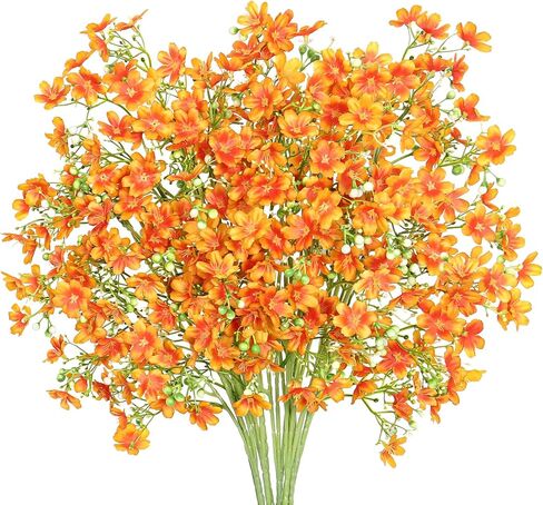 TOCHGREEN 10PCS Artificial Silk Flowers with Long Stems Faux Bulk Babys Breath Flowers Fake Silk Flowers Bouquet for Floral Arrangement Tall Vase Home Wedding Table Centerpieces Decor (Blue) in Kuwait