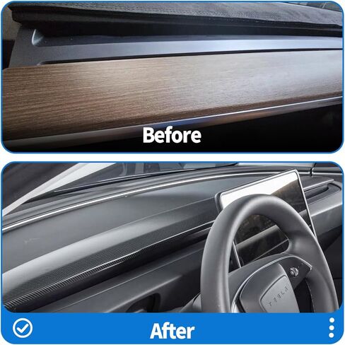 غلاف غطاء لوحة القيادة وغطاء لوحة ذراع الباب الأمامي لغطاء الأذرع لـ Tesla Model 3 2021 2022 2023 و Model Y 2019-2024 الملحقات الداخلية ، ألياف الكربون اللامعة ، 4 مساءً in Kuwait