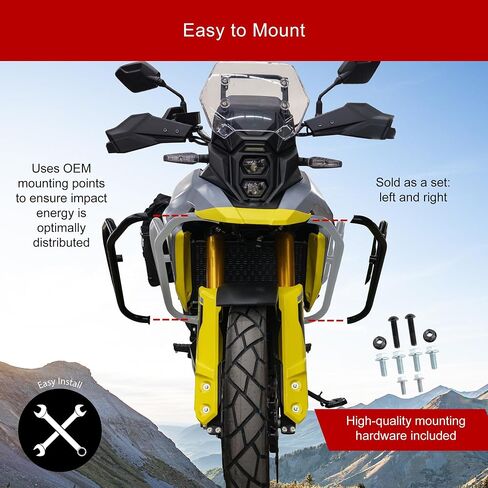 قضبان تحطم Tusk-حرس المحرك أسود متوافق مع Suzuki V-Strom 800de 2023-2024 in Saudi Arabia