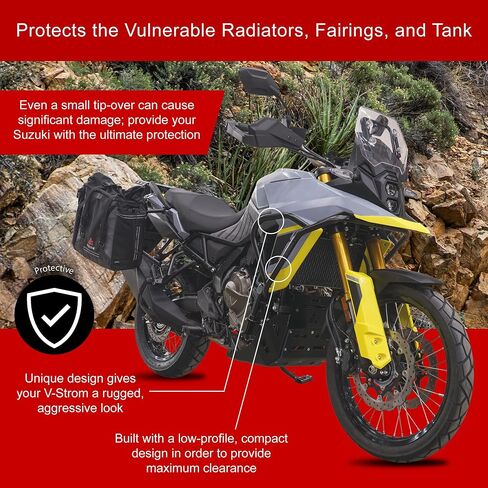 قضبان تحطم Tusk-حرس المحرك أسود متوافق مع Suzuki V-Strom 800de 2023-2024 in Saudi Arabia