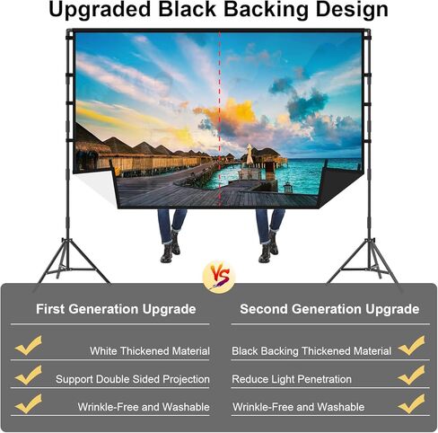 Projector Screen with Stand, TOWOND 100 inch Portable Projector Screen Black Backing, Indoor Outdoor Movie Screen 16:9 4K HD Wrinkle-Free Projection Screen with Carry Bag for Backyard Movie Night in Kuwait