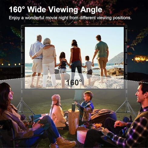 Projector Screen with Stand, TOWOND 100 inch Portable Projector Screen Black Backing, Indoor Outdoor Movie Screen 16:9 4K HD Wrinkle-Free Projection Screen with Carry Bag for Backyard Movie Night in Kuwait