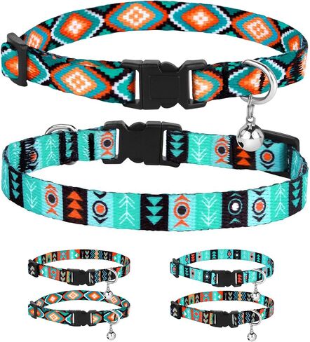 CollarDirect Cat Collar Breakaway with Removable Bell Set of 2 PCS Tribal Pattern Aztec Pet Safety Adjustable Kitten Collar in Kuwait