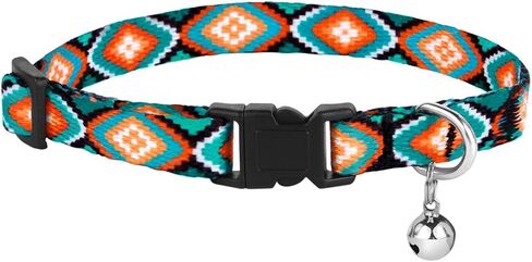 CollarDirect Cat Collar Breakaway with Removable Bell Set of 2 PCS Tribal Pattern Aztec Pet Safety Adjustable Kitten Collar in Kuwait