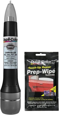 Dupli-Color ACC0362 Bright White Exact-Match Scratch Fix All-in-1 Touch-Up Paint for Chrysler Vehicles (GW6,GW7,PW6,PW7) Bundle with Prep Wipe Towelette (2 Items) in Saudi Arabia