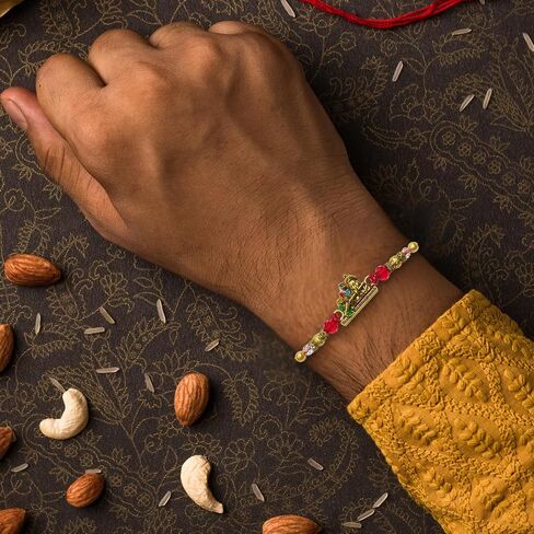مجموعة من 3 Rakhi التقليدية لـ Brother - Om ، Bal Krishna & Shree Symbass Designer Rakhi Combo - Raksha Bandhan Gift Pack in Saudi Arabia