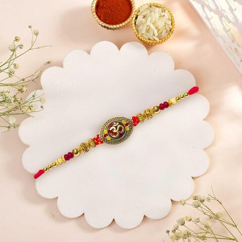 مجموعة من 3 Rakhi التقليدية لـ Brother - Om ، Bal Krishna & Shree Symbass Designer Rakhi Combo - Raksha Bandhan Gift Pack in Saudi Arabia