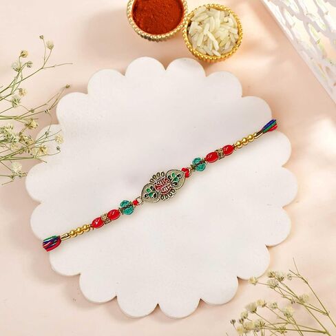 مجموعة من 3 Rakhi التقليدية لـ Brother - Om ، Bal Krishna & Shree Symbass Designer Rakhi Combo - Raksha Bandhan Gift Pack in Saudi Arabia