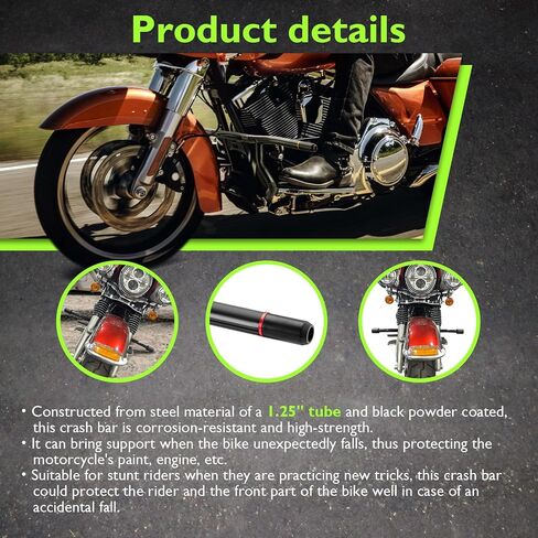 Mofun Engine Guard Highway Crash Bar Compatible with Harley Touring, Flat-Out Bar Fit Street Road Electra Glide Road King 2014-Later, Gloss Black in Saudi Arabia