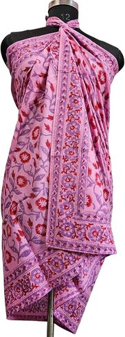 Hand BlockPrint Sarong Cotton Pink Color Sarong Women Sexy Bach Cover Up Women Pareo Cotton Sarong Indian Bikini Cover Size 44x72 Inch ssd526 in Saudi Arabia