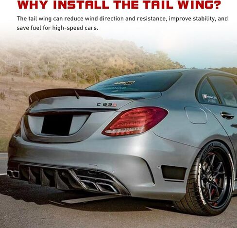 جناح المفسد الخلفي متوافق مع 2008-2014 Benz W204 C250 C63 Duckbill Gloss Black in Kuwait