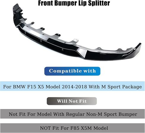 Front Bumper Lip 4Pcs Compatible with For BMW F15 X5 M Sport 2014 2015 2016 2017 2018 Double Deck Front Bumper Lip Splitter (Glossy Black) in Saudi Arabia