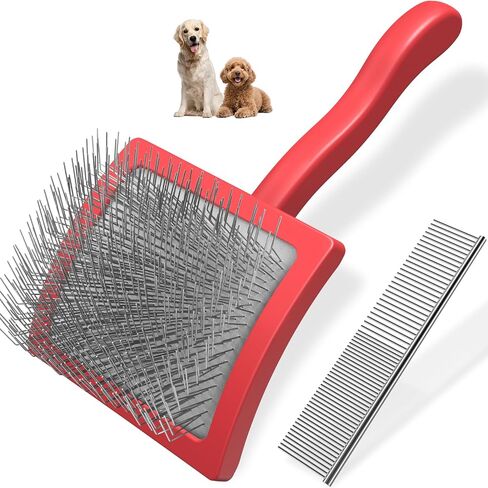 2pcs فرشاة slicker للكلاب ومشط الحيوانات الأليفة ، فرشاة تكييف الكلاب المهنية (Goldendoodles ، القلطي ، labradoodles) مع دبابيس طويلة إضافية لإزالة التشابك ، عقدة ولوازم الحصير (كبيرة ، زرقاء) in Kuwait
