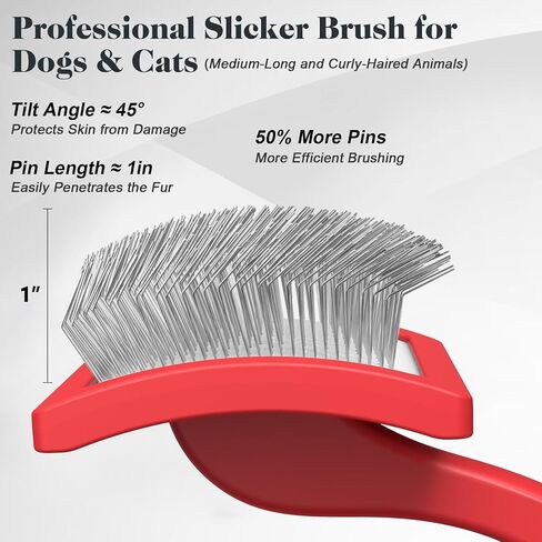 2pcs فرشاة slicker للكلاب ومشط الحيوانات الأليفة ، فرشاة تكييف الكلاب المهنية (Goldendoodles ، القلطي ، labradoodles) مع دبابيس طويلة إضافية لإزالة التشابك ، عقدة ولوازم الحصير (كبيرة ، زرقاء) in Kuwait