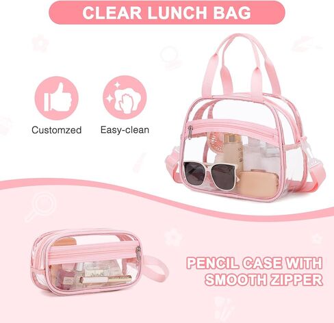 Clear Backpack for Girls, 3PCS PVC Transparent Girls School Bookbag Heavy Duty Stadium Approved, See Through Backpack Schoolbag for Kindergarten Elementary Middle School Travel in Kuwait
