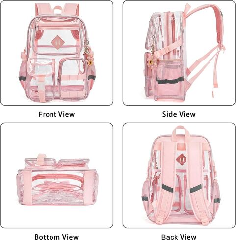 Clear Backpack for School, Heavy Duty Transparent Bookbag for Girls Women with Sunflower Keychain in Saudi Arabia
