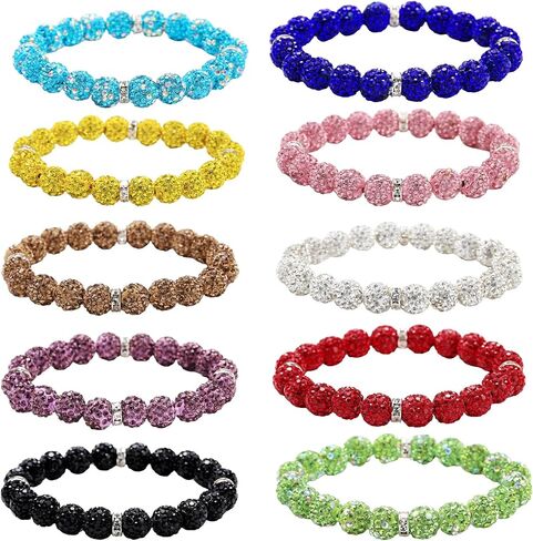 2pcs/set 10 mm glitter polymer clay round beads Designer Stretch Bracelet Gifts For Women in Saudi Arabia