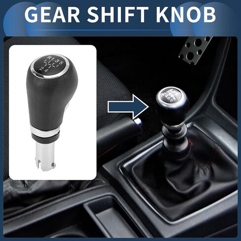 5 Speed Manual Gear Shift Knob, Automotive Gearbox Stick Shifter Lever Knob for Chevrolet Trax 2013-2020 Plastic Faux Leather Black Silver Tone, 1 Pc in Saudi Arabia