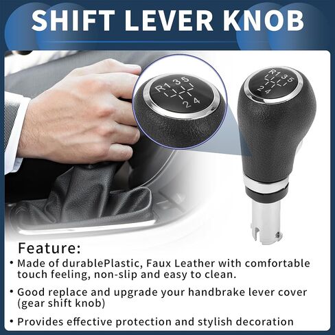 5 Speed Manual Gear Shift Knob, Automotive Gearbox Stick Shifter Lever Knob for Chevrolet Trax 2013-2020 Plastic Faux Leather Black Silver Tone, 1 Pc in Saudi Arabia