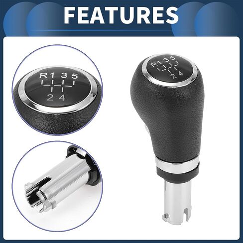5 Speed Manual Gear Shift Knob, Automotive Gearbox Stick Shifter Lever Knob for Chevrolet Trax 2013-2020 Plastic Faux Leather Black Silver Tone, 1 Pc in Saudi Arabia