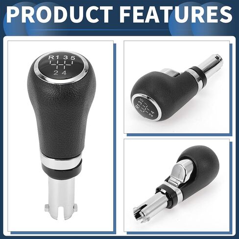5 Speed Manual Gear Shift Knob, Automotive Gearbox Stick Shifter Lever Knob for Chevrolet Trax 2013-2020 Plastic Faux Leather Black Silver Tone, 1 Pc in Saudi Arabia