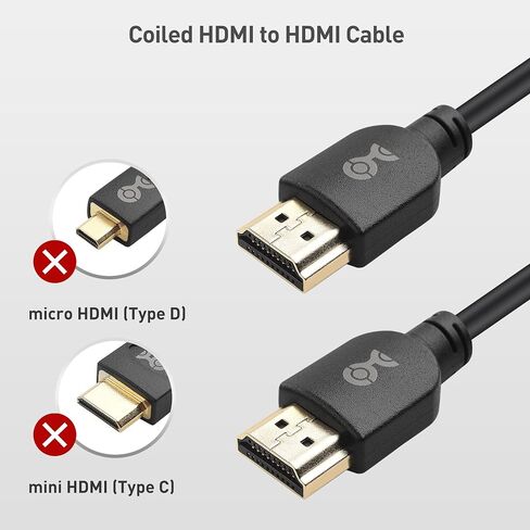 Cable Matters 48Gbps 8K Mini HDMI Coiled Cable 1-3ft with 8K@60Hz, 4K@240Hz and HDR Support, Mini HDMI Cable Coiled for Cameras, DSLRs, Camcorders, Portable Screens and Monitors in Saudi Arabia
