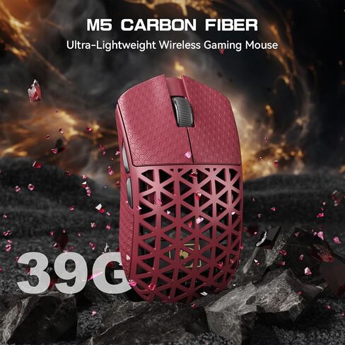 M5 Ultra Carbon Fiber 8000Hz Mouse Wireless Gaming Mouse ، 39G Superlight ، 42000DPI ، PAW3950MAX Sensor ، Nordic 52840 Chip ، Bluetooth/2.4G/USB-C الفئران السلكية للكمبيوتر الشخصي/MAC (أبيض) in Kuwait