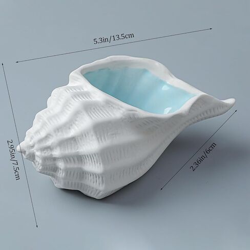 Conch Shape Ceramic Jewelry Tray,Shell Trinket Dish, Aqua Shell Trinket Dish Ceramic Ring Earring Holder Ocean-themed Decorative Trinket Plate for Rings Necklaces Bracelet Jewelry Watch Keys in Saudi Arabia