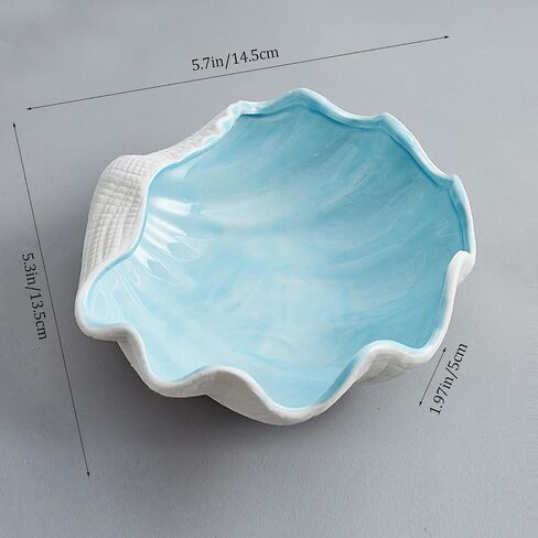 Conch Shape Ceramic Jewelry Tray,Shell Trinket Dish, Aqua Shell Trinket Dish Ceramic Ring Earring Holder Ocean-themed Decorative Trinket Plate for Rings Necklaces Bracelet Jewelry Watch Keys in Saudi Arabia
