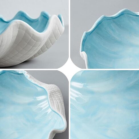 Conch Shape Ceramic Jewelry Tray,Shell Trinket Dish, Aqua Shell Trinket Dish Ceramic Ring Earring Holder Ocean-themed Decorative Trinket Plate for Rings Necklaces Bracelet Jewelry Watch Keys in Saudi Arabia