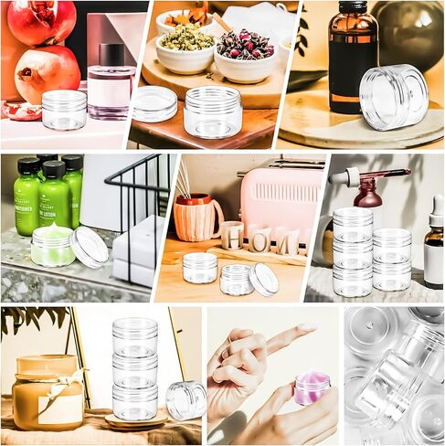 MotBach 40 PCS 15g Empty Plastic Containers with Clear Lids, Small Makeup Containers, 0.5oz Small Sample Jars Round Travel Cosmetic Jars with Spatulas for Liquid Cream Lotion Powder in Saudi Arabia