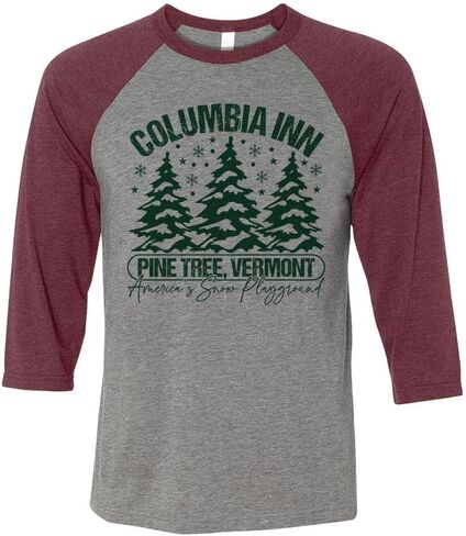 TeesAndTankYou Pine Tree Vermont Three-Quarter Raglan Sleeve Baseball Shirt Unisex in Saudi Arabia