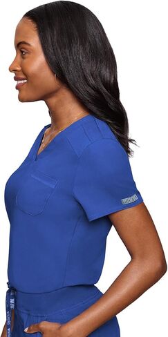 Med Couture Women's Scrub Set with V- Neck Scrub Top MC7448 and 2-Way Stretch Pants 7710, Royal - L Top/L Pant in Saudi Arabia