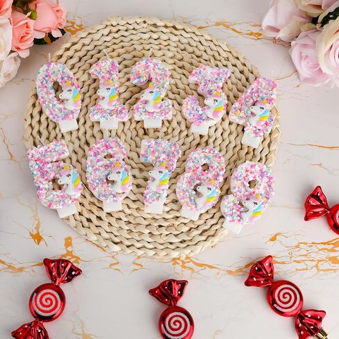 Unicorn Number Candle, Sequin Birthday Number Candle Unicorn Cake Topper Birthday Decorations for Girls Baby Shower Themed Celebrations (5) in Kuwait