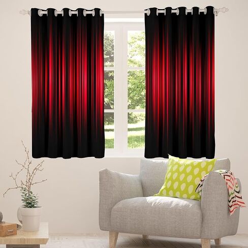 Feelyou Abstract Ombre Window Curtains Red Black 30%-50% Blackout Curtain Kids Boys Girls Room Decor Red Ombre Darkening Drapes Modern Gradient Contemporary Window Treatments, 2 Panels 38 x 45 Inch in Saudi Arabia