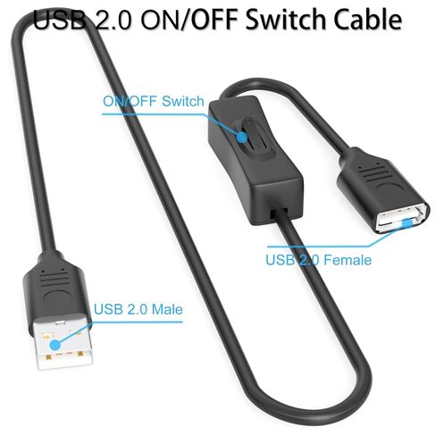 كبل التبديل USB ON/OFF CABLE 0.6 قدم 2 حزمة ، 2A شحن البيانات 480 ميجا بريتنيات ، من النوع-A 2.0 سلك الطاقة مع/إيقاف تشغيل الكمبيوتر ، الكمبيوتر المحمول ، التلفزيون ، السيارة ، PS4/PS5/Xbox Game Console ، in Kuwait