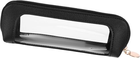 Small Clear Makeup Bag, PU Leather Travel Makeup Brush Case Portable Transparent Waterproof Cosmetic Organizer Pouch with Zipper for Women Home Travel Office Makeup Storage (White) in Saudi Arabia