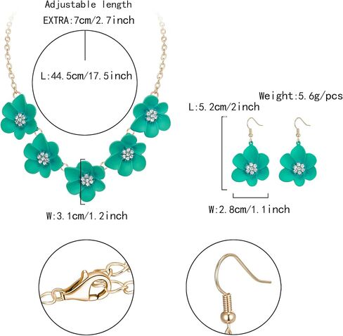 Flyonce Flower Necklace for Women, Summer Boho Floral Choker Necklaces with Earrings Holiday Jewelry in Saudi Arabia