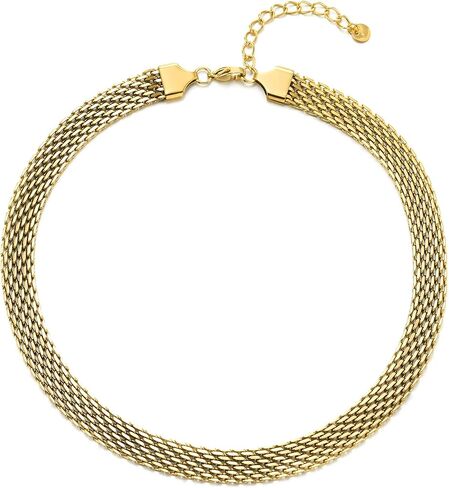 COOLSTEELANDBEYOND Mesh Choker Necklace, Braided Chain, Womens Statement Collar Necklace in Saudi Arabia