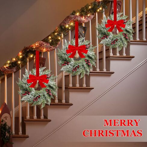 باريات عيد الميلاد زخارف الزخارف الزخمة عيد الميلاد المطبخ أكاليل الزهور مع الشريط الأحمر الزهور الصغيرة أكاليل مزرعة الزخارف أكاليل معلقة الاصطناعية لجدار نافذة الباب الأمامي (4 أجهزة كمبيوتر) in Kuwait