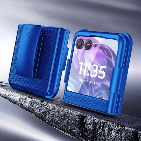 حافظة YZB مع مشبك لهاتف Motorola Razr+ (Plus) 2024، [لا تناسب Razr 2024] غطاء واقٍ رفيع للغاية وسهل التركيب مع مجموعة حافظة بمشبك حزام دوار ومسند مدمج، أسود in Kuwait