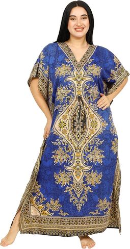 السيدات Long Kaftans Kimono Maxi Style Dresses Women في Cover Up (Teal الأزرق) in Saudi Arabia