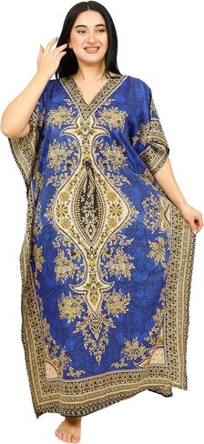 السيدات Long Kaftans Kimono Maxi Style Dresses Women في Cover Up (Teal الأزرق) in Saudi Arabia