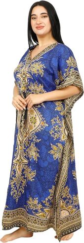 السيدات Long Kaftans Kimono Maxi Style Dresses Women في Cover Up (Teal الأزرق) in Saudi Arabia
