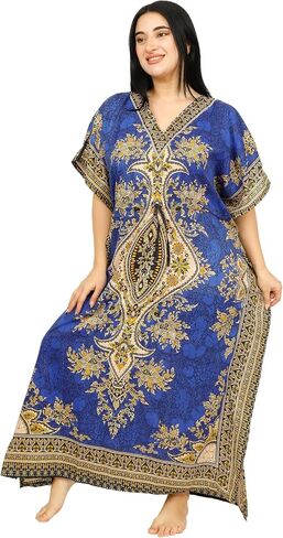 السيدات Long Kaftans Kimono Maxi Style Dresses Women في Cover Up (Teal الأزرق) in Saudi Arabia