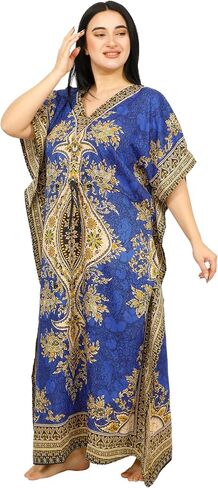 السيدات Long Kaftans Kimono Maxi Style Dresses Women في Cover Up (Teal الأزرق) in Saudi Arabia