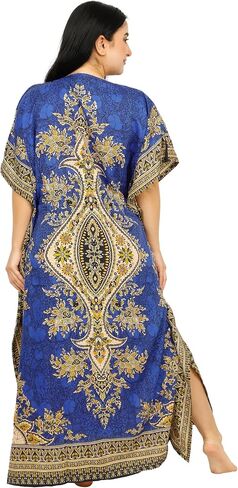 السيدات Long Kaftans Kimono Maxi Style Dresses Women في Cover Up (Teal الأزرق) in Saudi Arabia